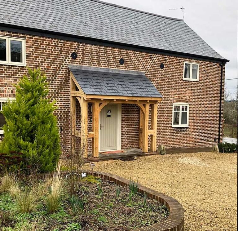 Impressive lean to oak porch