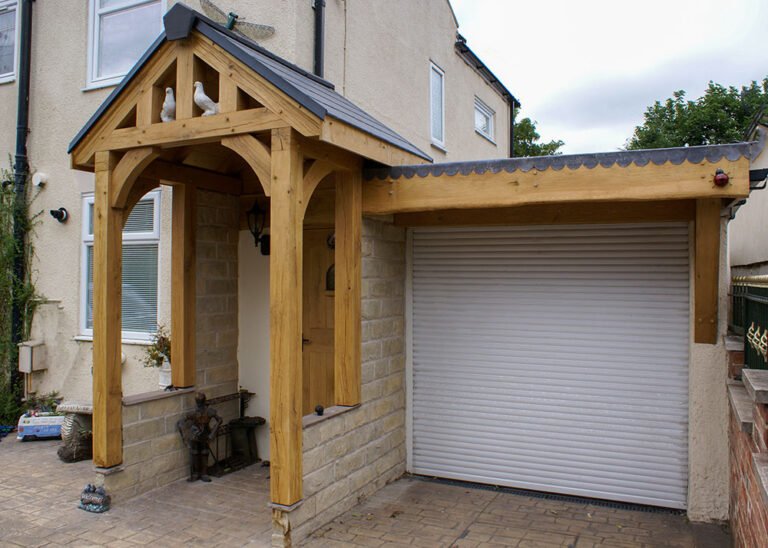 Oak porch with fascias and door